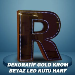 Dekoratif Gold Krom Beyaz Led Kutu Harf