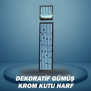 Dekoratif Gümüş Krom Kutu Harf
